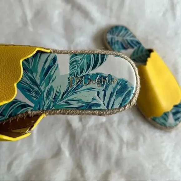 J.Mclaughlin Aries Yellow Scalloped Espadrille Slip On Sandals Size 8 - Picture 3 of 8